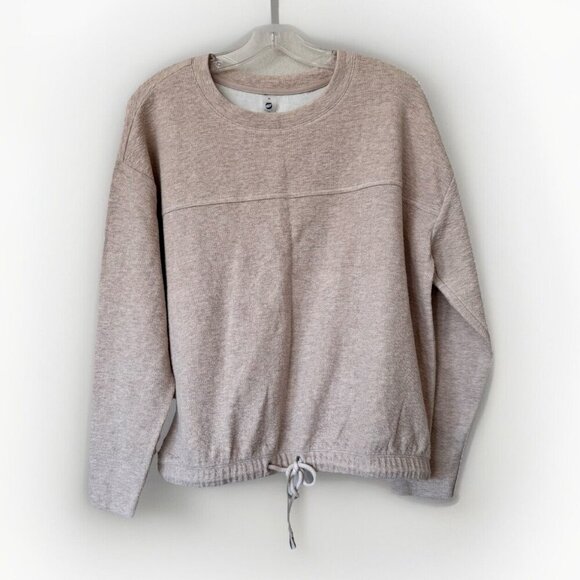 Lou & Grey Tan Crew Neck Long Sleeves Sweater Size Medium Bungee Cord Hemline - Picture 1 of 6